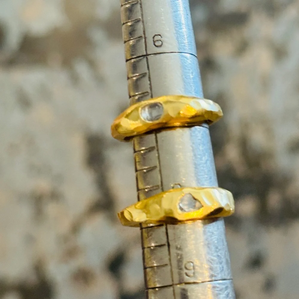 Diamond slice ring gold vermeil size 7